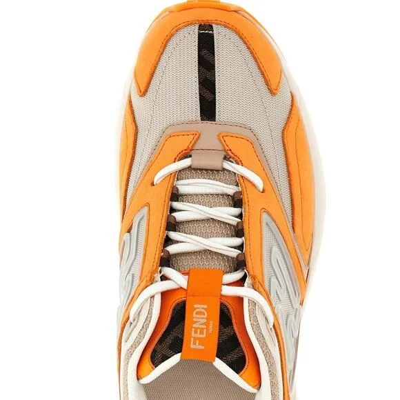 NIB$1350 FENDI FF-logo Textile Leather Faster Runner Low-Top Sneakers 12, US 13 - Picture 4 of 16